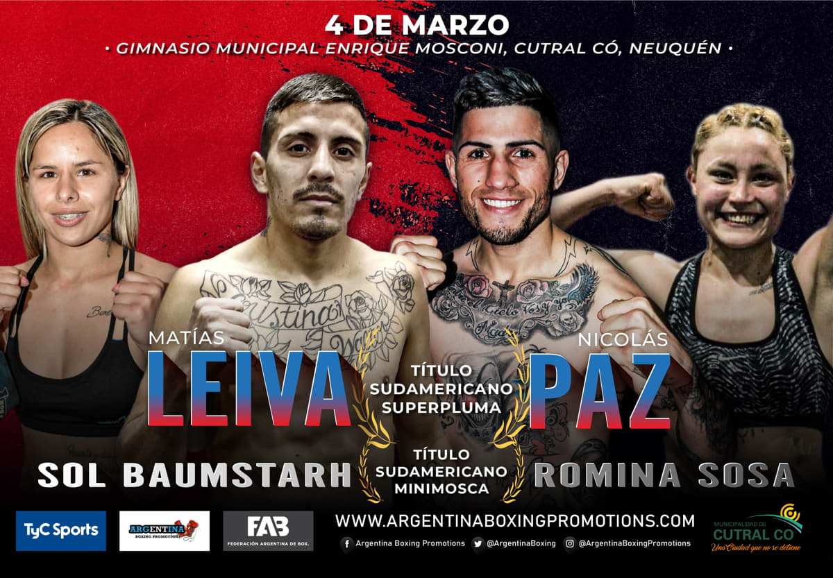  Matías Leiva vs. Nicolás Paz - Sol Baumstarh vs. Romina Sosa - Argentina Boxing Promotions, de Mario Margossian